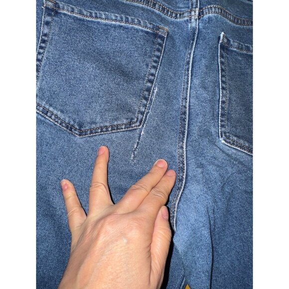 Mid-Rise Straight-Leg Recycled Blue‎ Denim Jeans With Raw Hem Wild Fable Size 14 - Picture 8 of 9